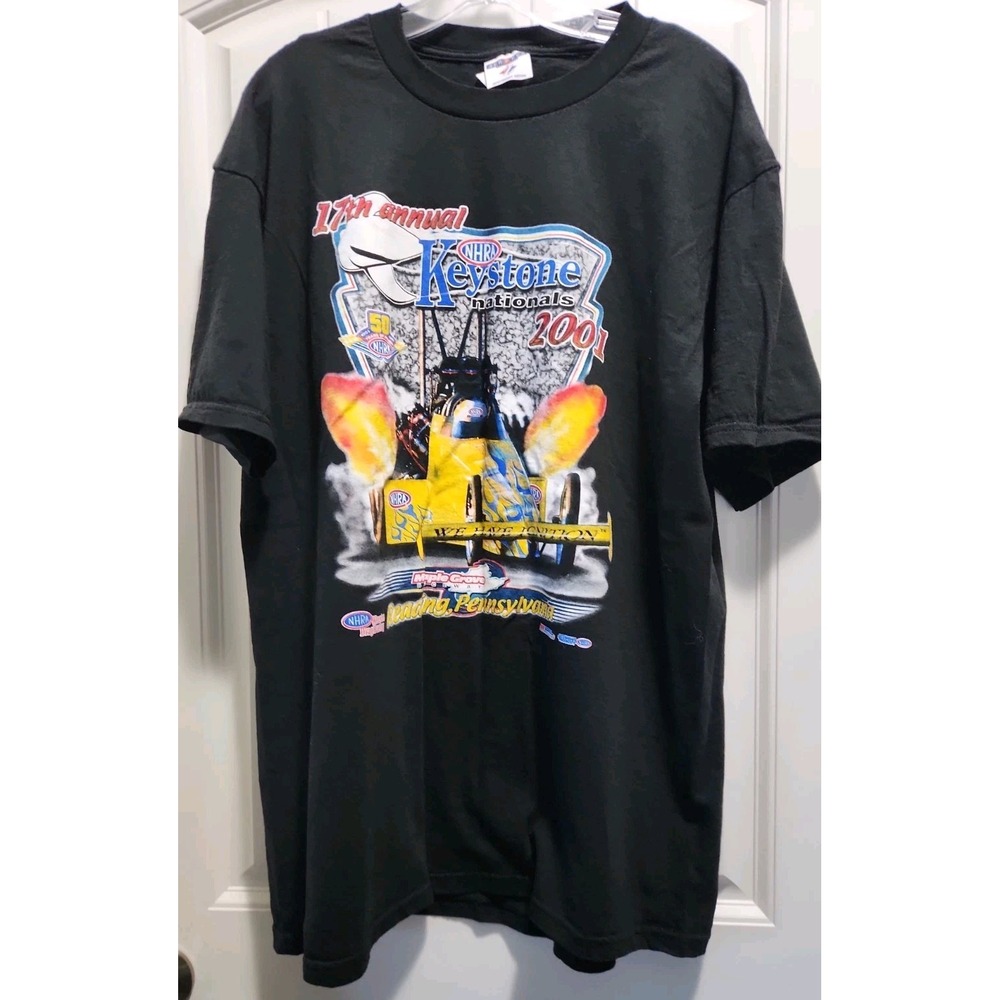 Vintage Jerzees NHRA Keystone Nationals 2001 T-Shirt Mens Large Black Racing Tee
